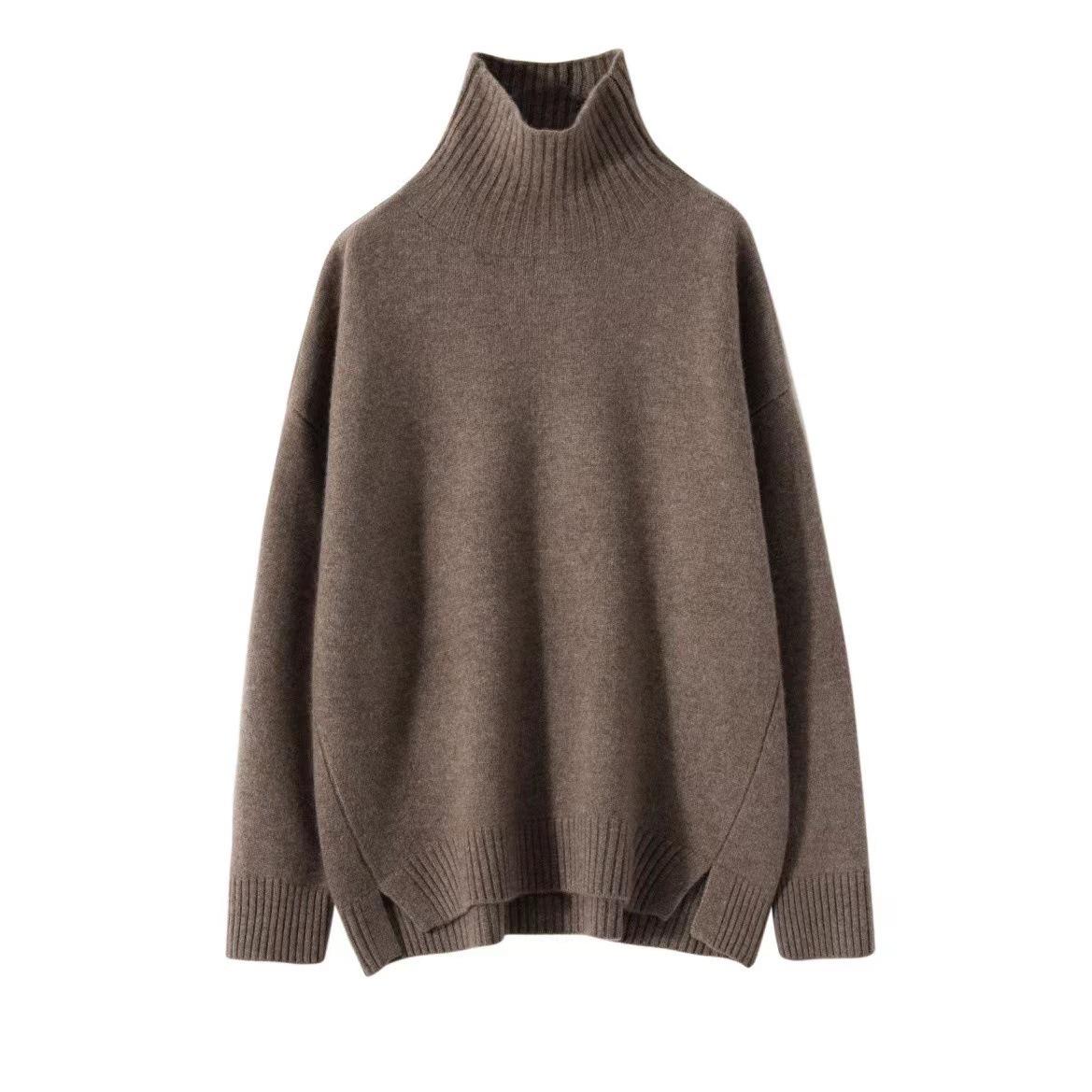 

Женский свитер с высоким воротником из чистого кашемира Faye Wong: Осень/Зима, Плотный, Мягкий и Свободный крой One Size