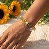 Stainless Steel Beaded Stretch Bracelet Sunflower Bee Pendant Hand Chain Charm Bracelet  Garden