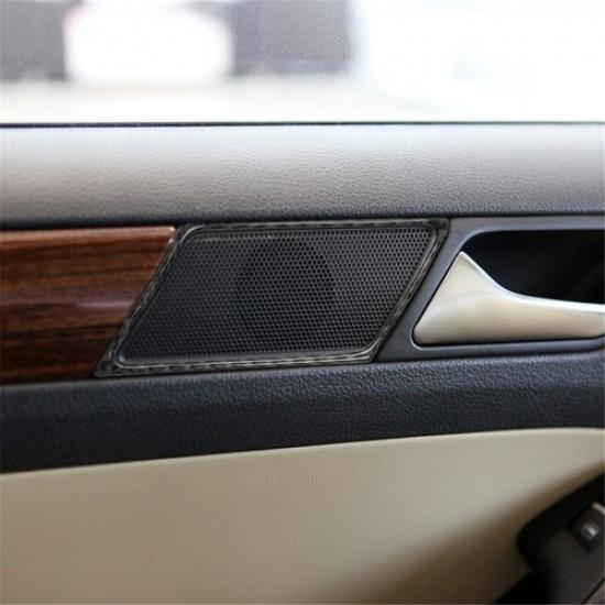 2Pcs Carbon Fiber Interior Door Speaker Cover Trim For Volkswagen Jetta Sedan