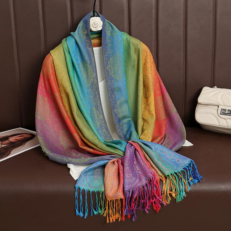 Luxury Brand Cashmere Women Scarf Printed Winter Warm Shawl and Wraps Pashmina Bandana Long Jacquard Paisley Female Foulard