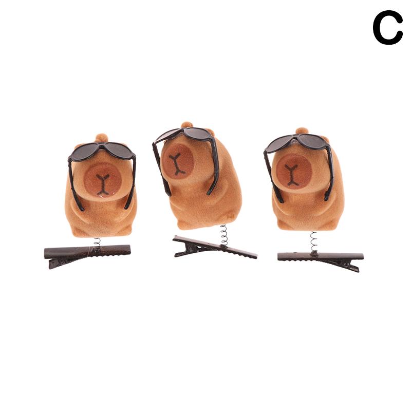 3 Stück Beflockung Lustige 3D Capybara Feder Plüsch Haarnadel Tier Lieblich Haarspange Accessoires Kopfschmuck