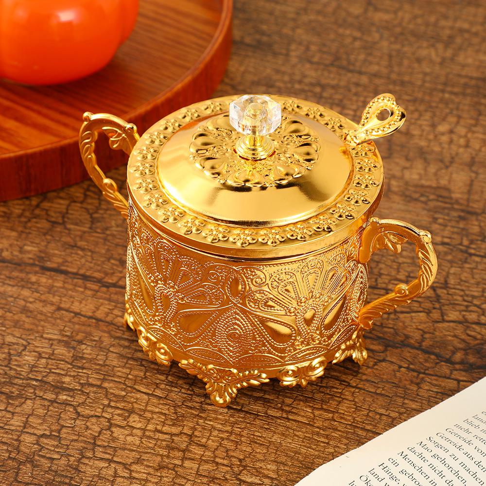 sugar cup seasoning jar, home kitchen monosodium glutamate white sugar storage jar fashionable relief exquisite seasoning jar