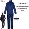 110-3XL Black / Blue Gojo Satoru Cosplay Costume Eye Patch Wigs Glasses Anime Halloween Party Unisex Uniforms