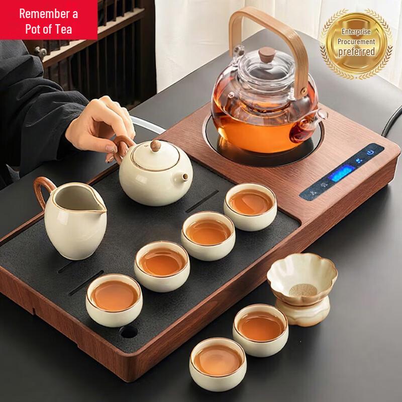 YIHUTEA Chinese Style Glass & Ceramic Tea Brewing Set