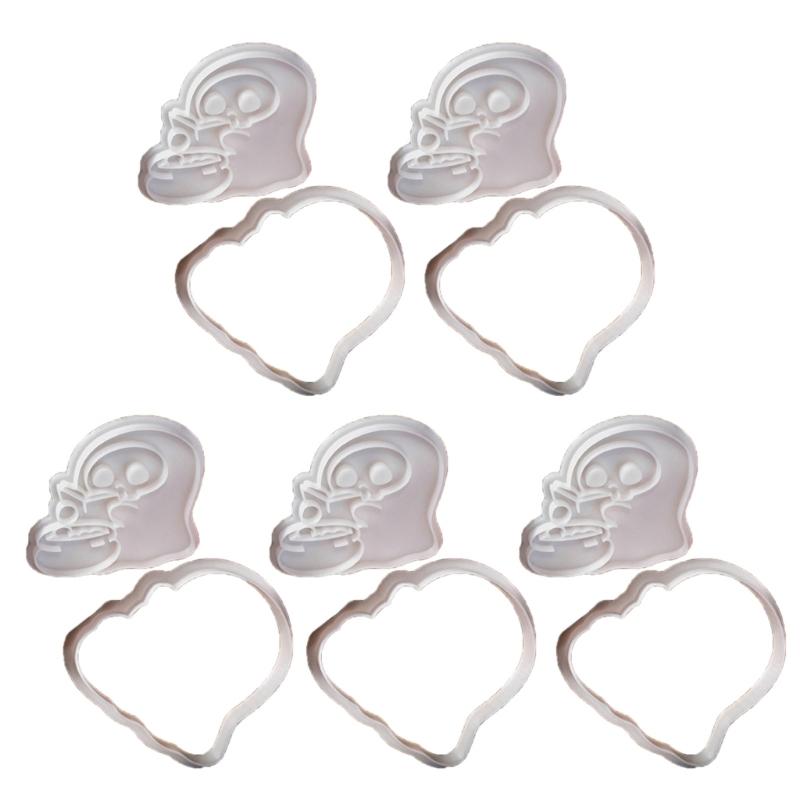 

Set of 5 Skull Shaped Cookie Cutter Molds Biscuits Baking Mould for Parties Halloween Themed Fondant Cake Dessert Mould