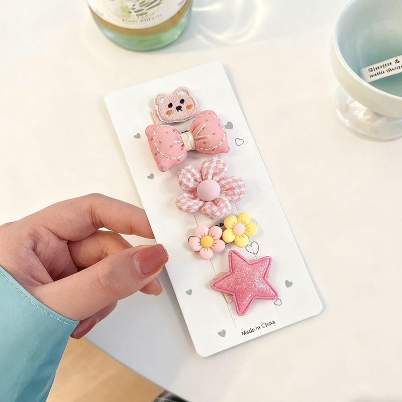 Sladký a roztomilý set kreslených sponek do vlasů s květinami pro děti – Šetrné k vlasům, umělecké sponky do vlasů na bok