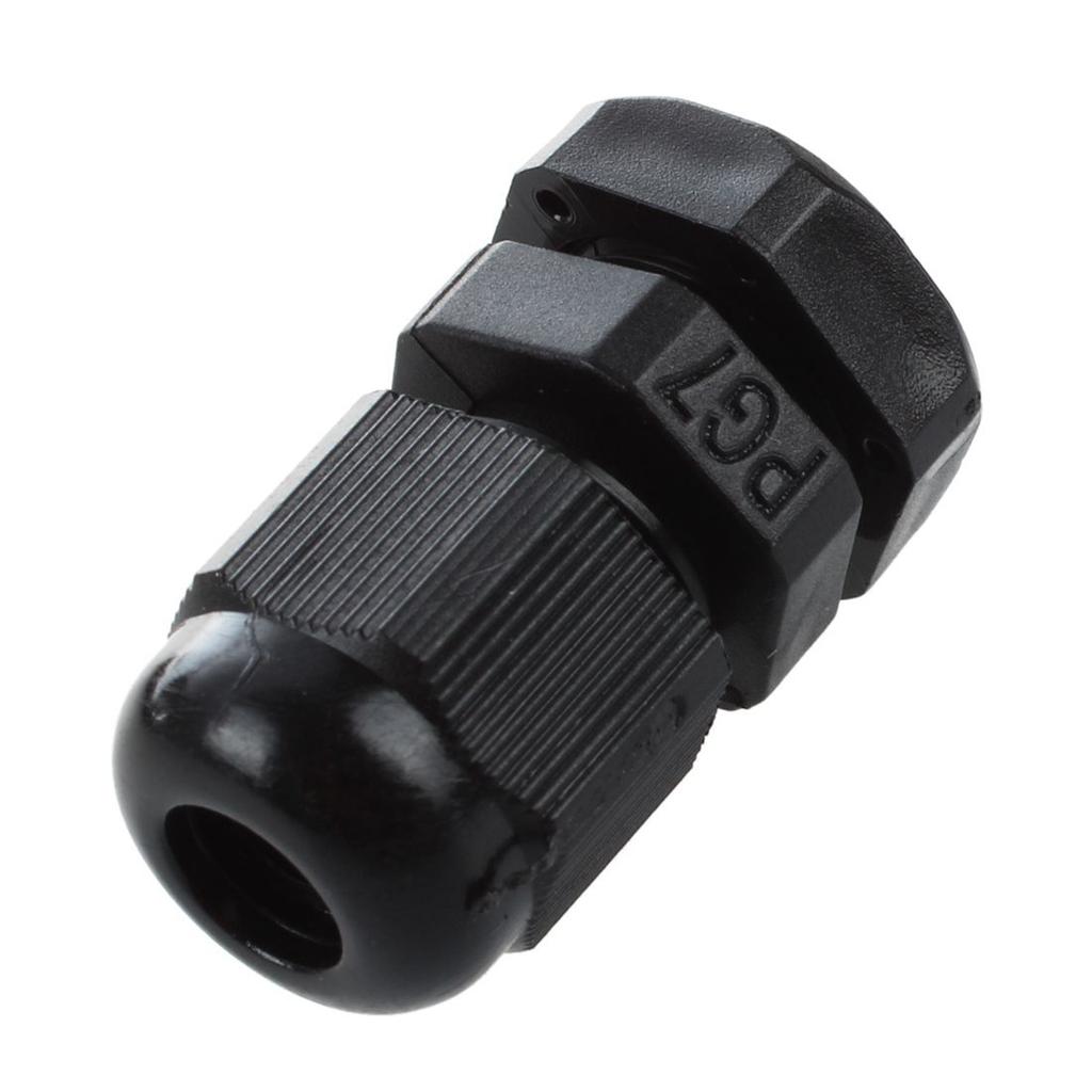 A84X-16 PCS PG7 Black Plastic Waterproof Cable Gland Connector 3-6.5Mm