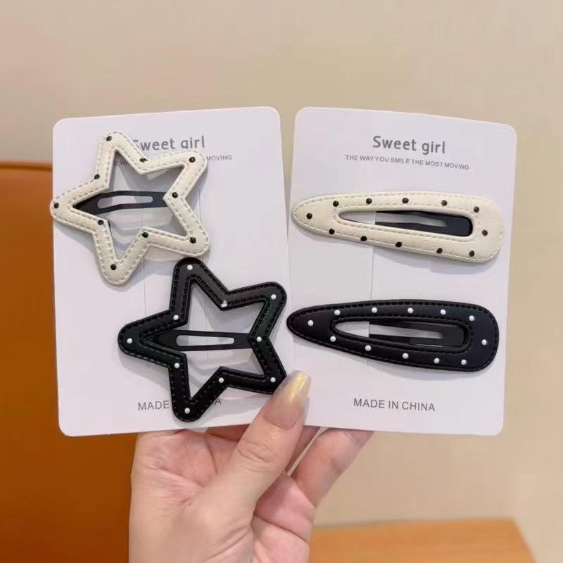 Polka Dot Leopard Print Leather Star Hair Clip - Cloud Cutout BB Clip for Side Bangs