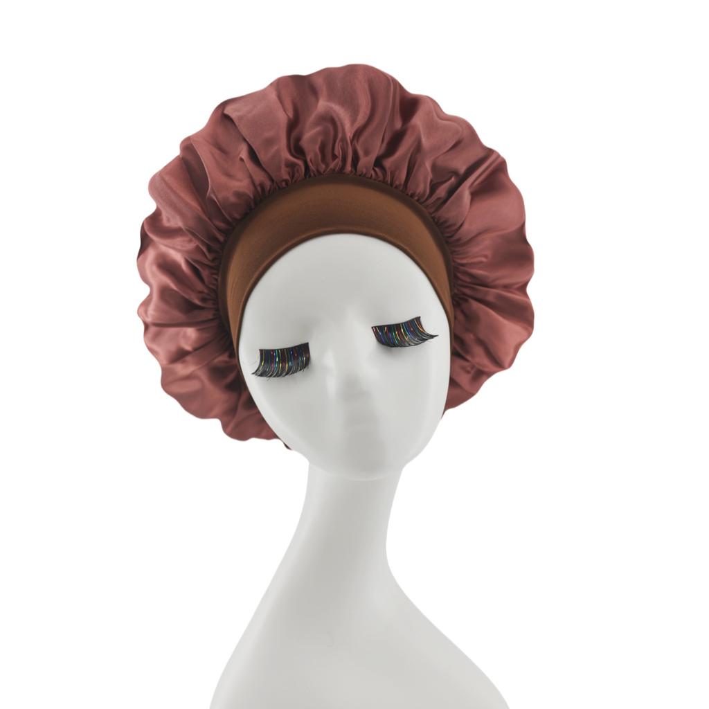1pc Silk Sleep Cap, Satin Hair Cap, Soft Elastic Band Silk Sleep Cap, Curly Hair Silk Headband, Women Solid Color Wide-Brim Elastic Silky Satin Casual