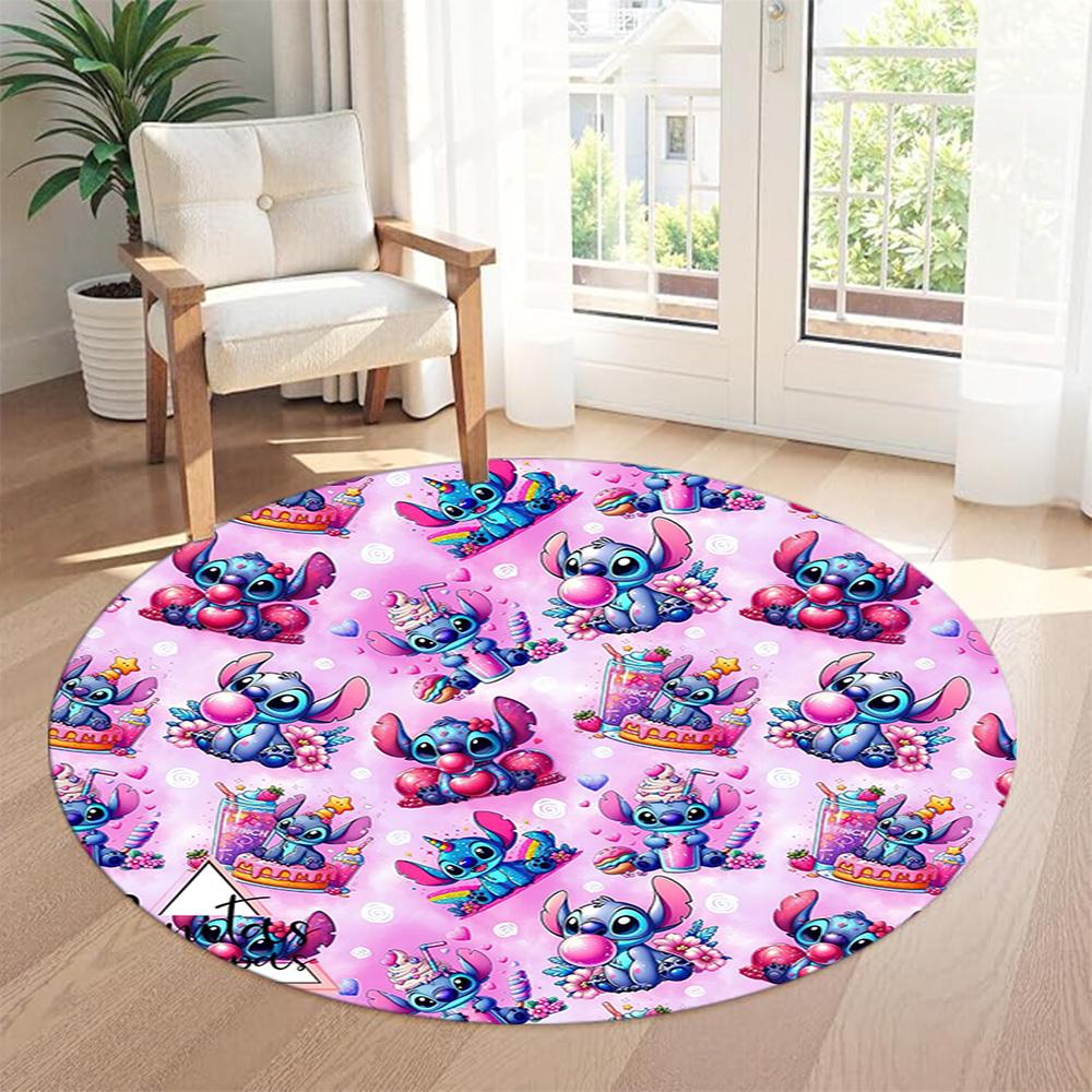 Stitch Round Office Rug Design for Decorate room Entryway Living Rooms Outdoor Antislip Round Carpet Anime Office Decor