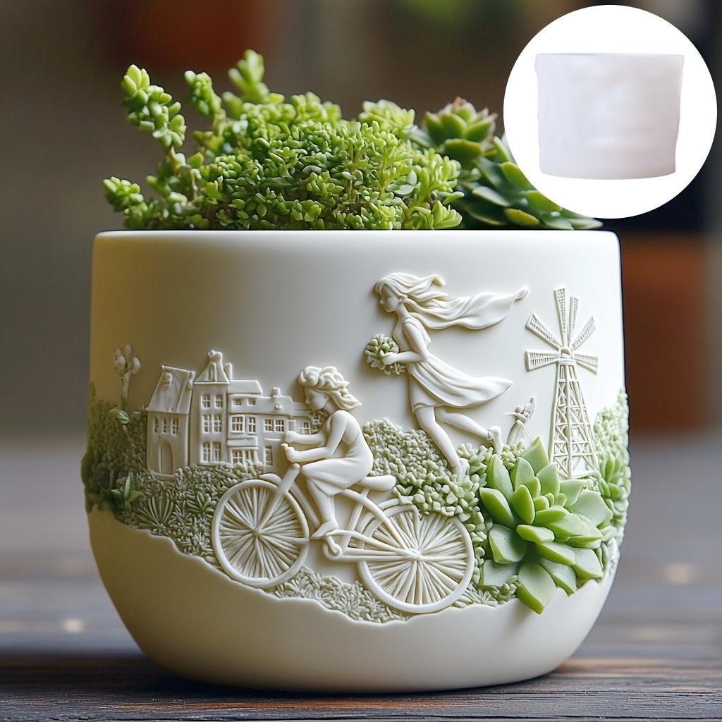 Beauty holding horse relief succulent plant flowerpot resin silicone mold plant horse goddess storage box candle cup gypsum mold