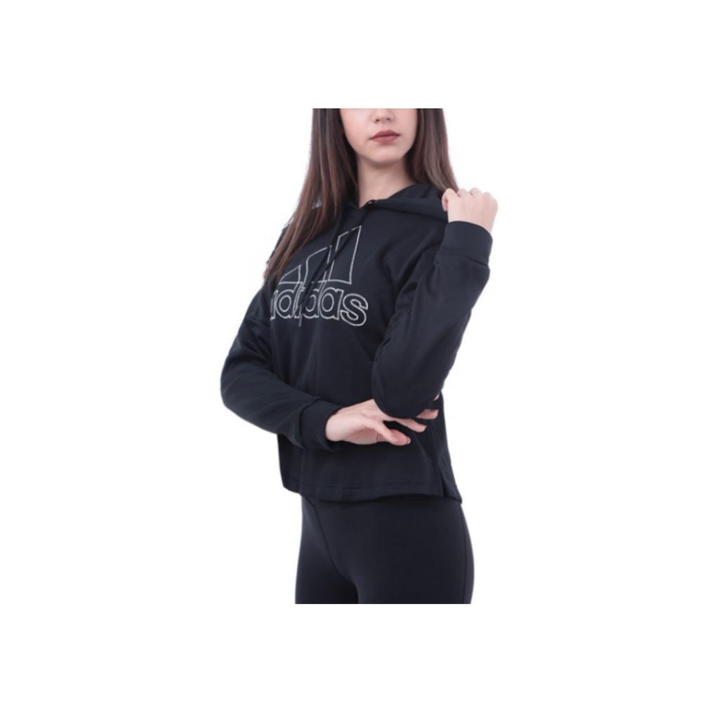 Adidas Casual Versatile Short Hooded Sweatshirt Women Sweatshirts Black DH8189