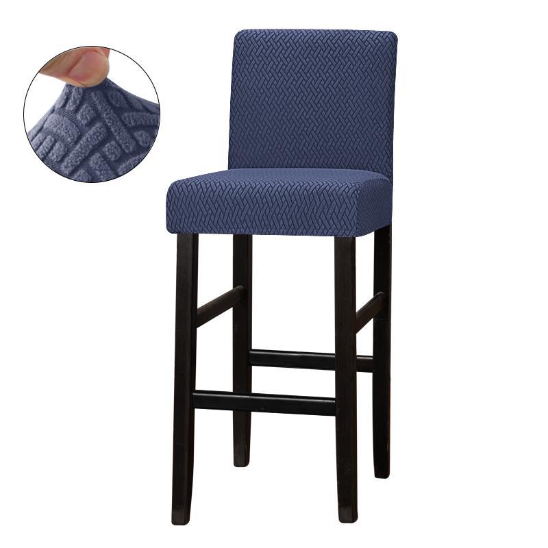 Jacquard Bar Stool Chair Cover Spandex Stretch Short Back Chair Covers Solid Color Elastic Slipcover For Dining Room Home Hotel