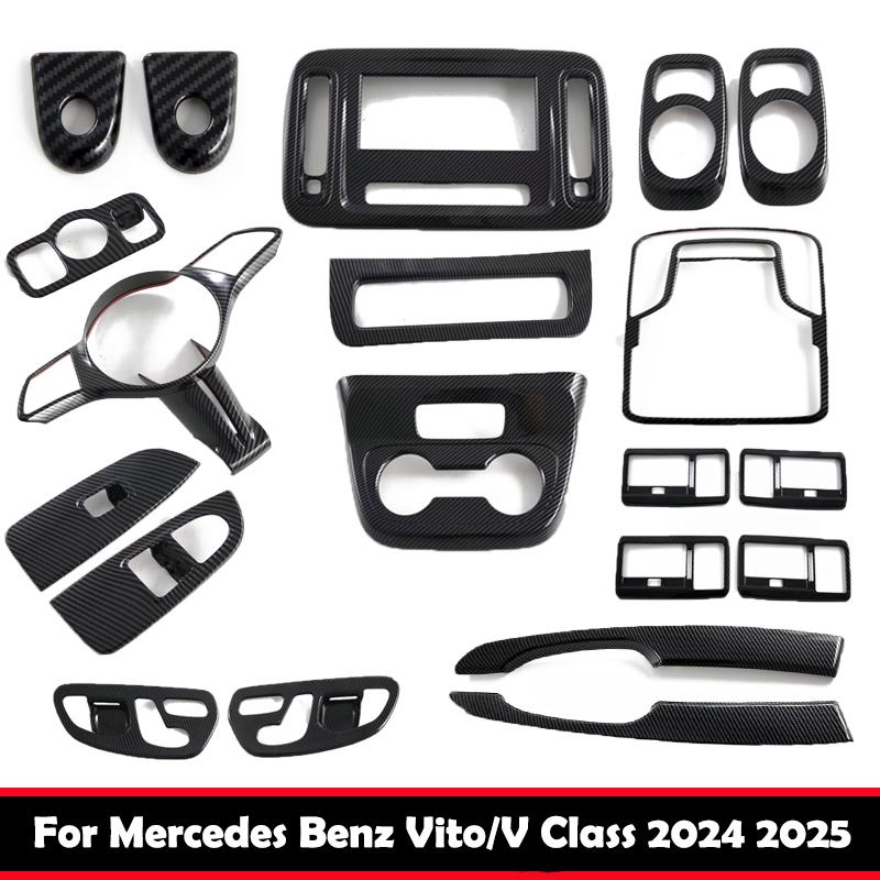 LHD For Mercedes Benz Vito /V class 2024 2025 Interior Steering Wheel door handle Window Switch Water Cup Holder Decorate cover