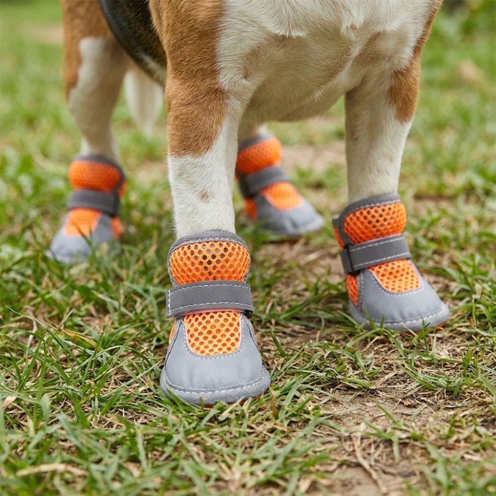 4Pcs Non-Slip Pet Net Boots Breathable Dog Paw Protectors Practical Puppy Foot Covers  Hot Pavement