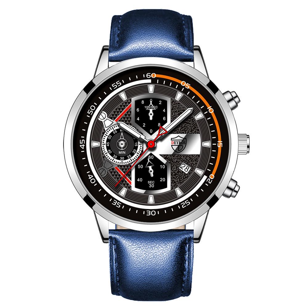 Fashion Men's Watch Leather Watch Calendar Watch Men's Trend Quartz Watch Student Watch