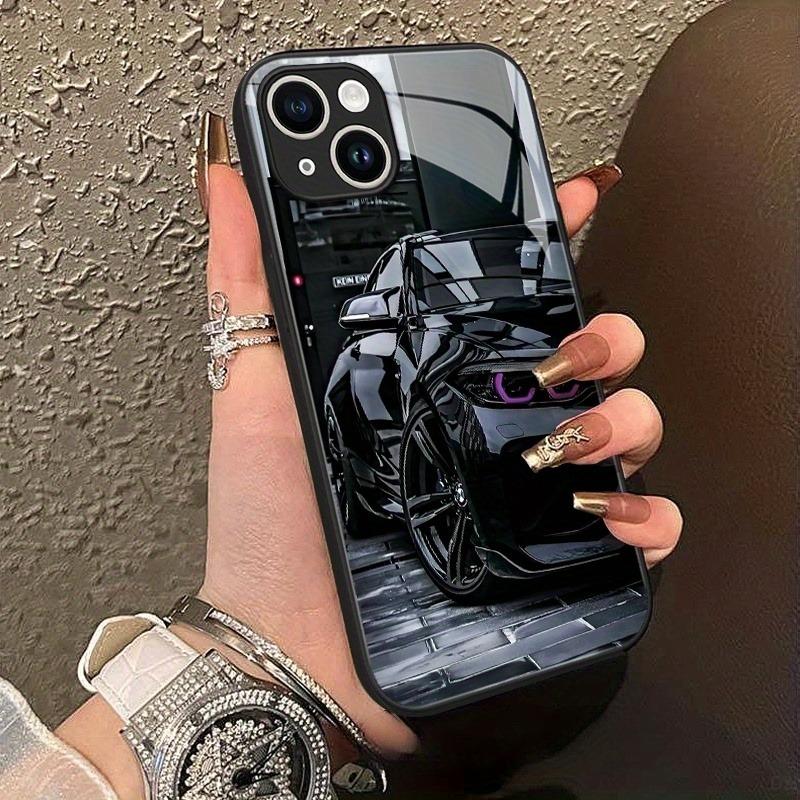 

Black Car Purple Light Pattern Tempered Glass Black Phone Case For Samsung Galaxy S25 S24 S23 Ultra Plus FE Cover Galaxy S25