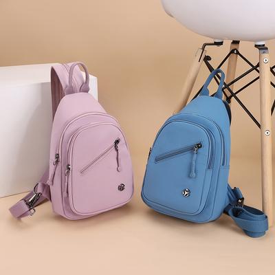 Multi-Layer Chest Bag Women's Lightweight Nylon Shoulder Bag Multifunctional Travel Backpack