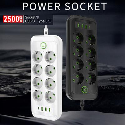 Smart Power Strip EU Plug AC Outlet Multiprise Cavo di prolunga Presa elettrica Filtro di rete con 3 USB Tipo C PD Ricarica rapida