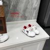Cute Cartoon Embroidery Parent-Child White Shoes - Girls' and Boys' New Year's Style Versatile Sneakers for Spring 2026.