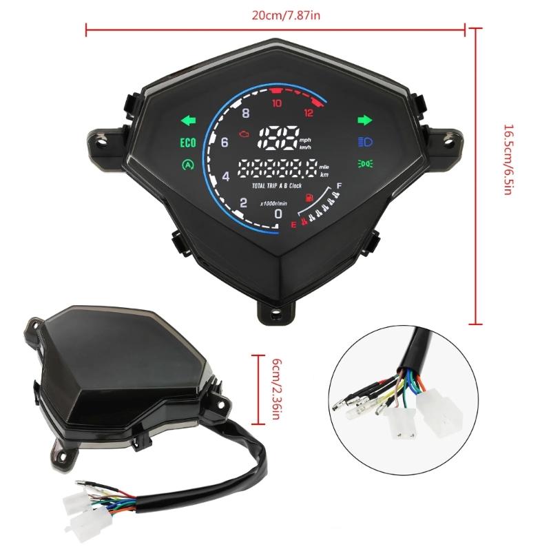 LED Color Film Tachometer Instrument Digital Motorbike Dashboard with Speedometer Gauge 12V for Mio 125 MIO I125 Mio 110