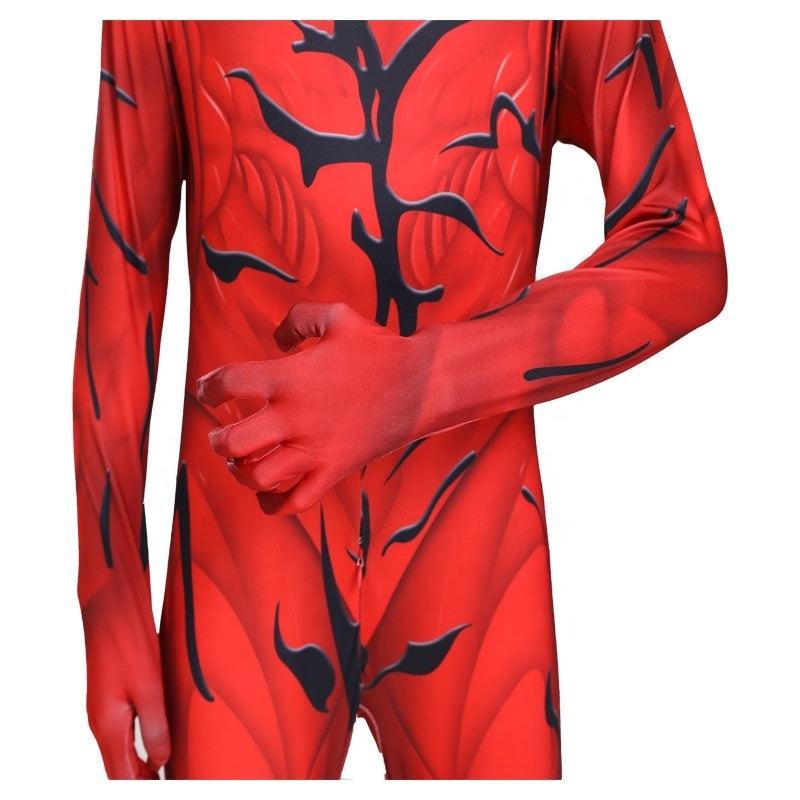 Kids Venom Costume Set with Mask, Premium Lycra 3D, Red 120cm, Ages 4-5