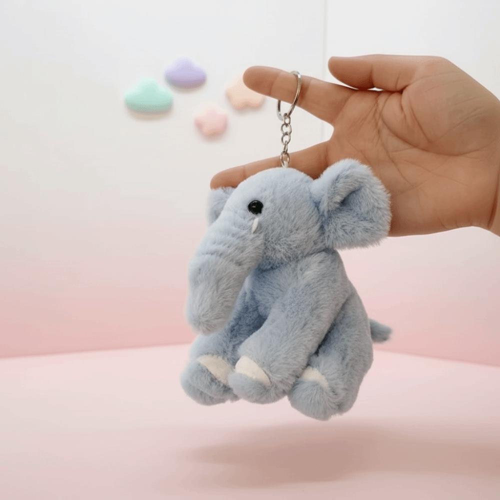 Soft Elephant Keyring Cute Cartoon Animal Bag Pendant Trinket Plush Stuffed Keychain Kids