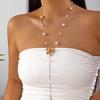 Fashion Flower Pendant Necklace For Women With Pearl Multilayer Chain Jewelry Gift For Teens