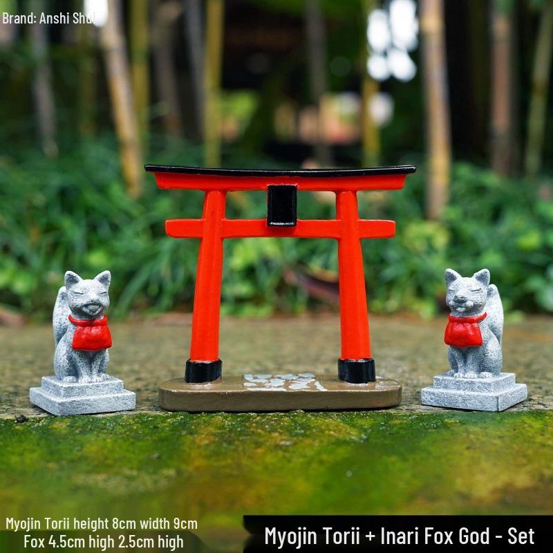 Kyoto Sand Table: Genshin Impact Style Ornament with Torii Bonsai.