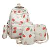 Four-Piece Strawberry Schoolbag Travel Backpack Women's Large Capacity Printed Backpack for Students