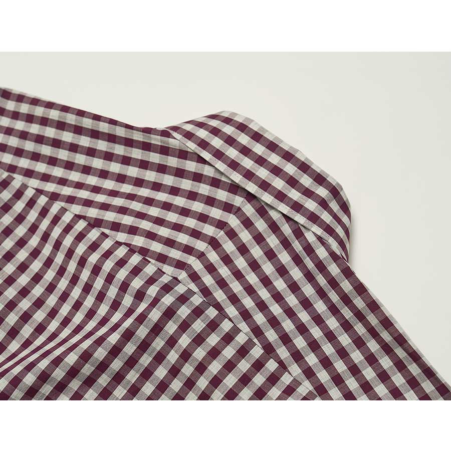 BLACKBROWN (Sidogras) Block Check Cotton Shirt [Wine]