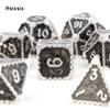 7 Pcs Black White Dragon Metal Dice Solid Metal Polyhedral Dice Set Suitable for Role-Playing RPG  Board Game Card Game
