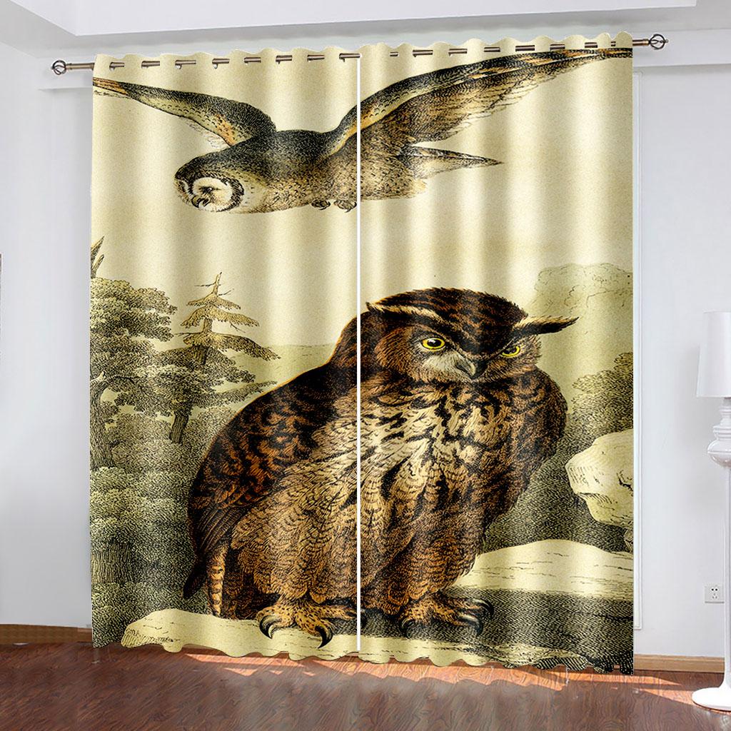 

Тканые шторы с животным принтом Две независимые шторы слева справа Блэкаут шторы для спальни 132cmx160cm