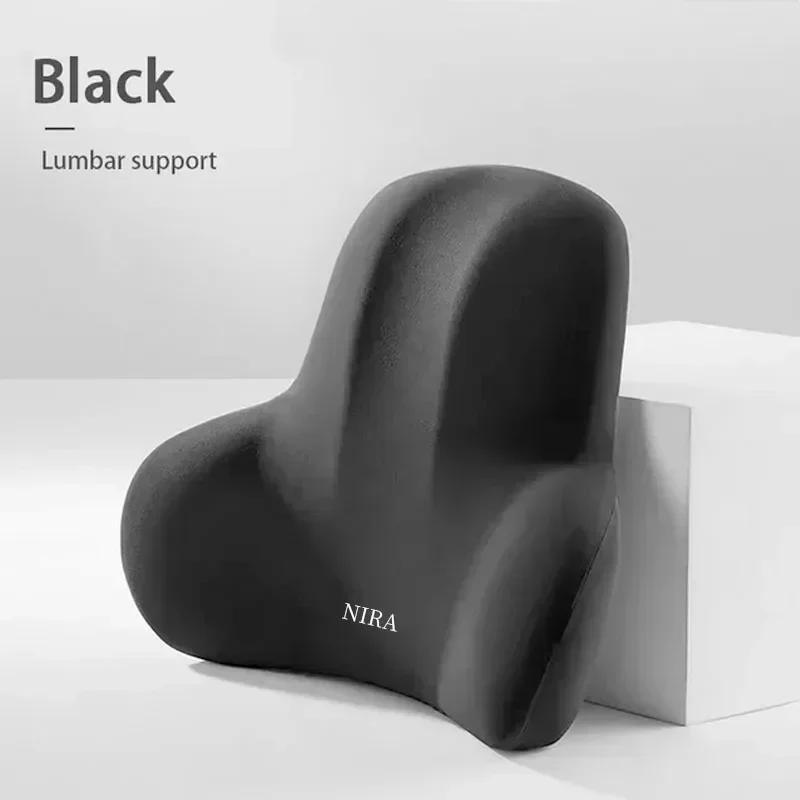 Ergonomic Car Headrest and Lumbar Support Set Memory Foam Neck Cushion Breathable Plush Cover Universal Vehicle Interior Comfort