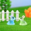10pcs Cute Luminous Resin Easter Bunny Ornament Glowing in the Dark Miniature Rabbits Figurines Micro Landscape Decor