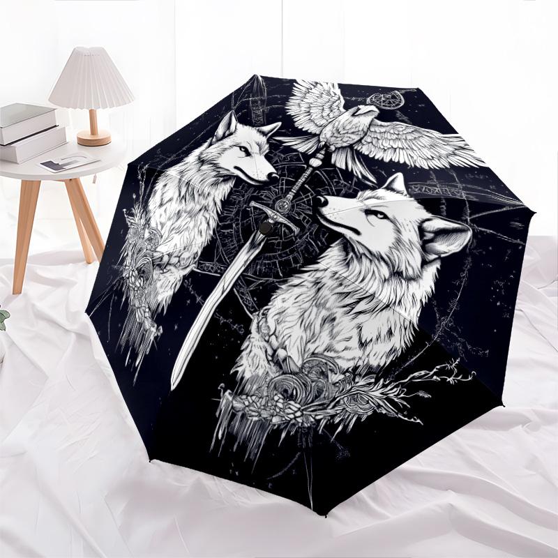 

Eagle Axe pattern, automatic folding umbrella, portable and foldable design, 8 ribs, a Christmas or birthday gift.