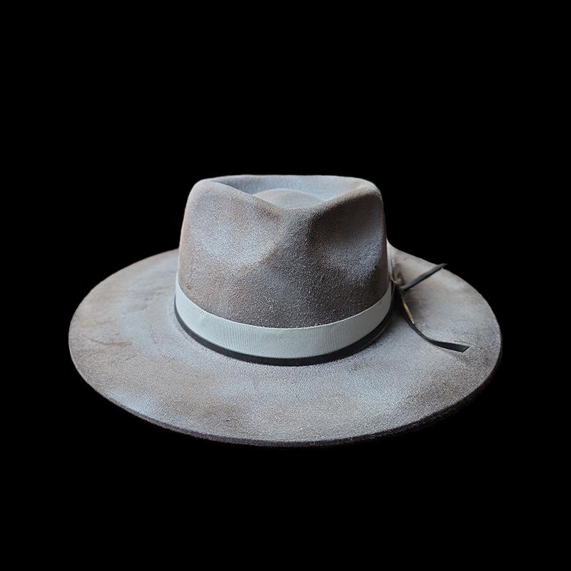 Cross-Border Hot-Selling Men'S And Women'S Autumn And Winter Pure Wool Top Hats, Old Felt Hats, Trimmed Jazz Hats