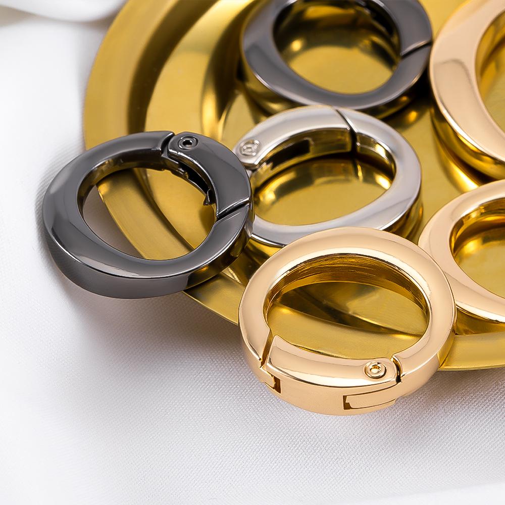 2pcs Metal Spring Clasp O Ring Openable Round Carabiner Keychain Clips Bag Hangbag Hook Dog Chain DIY Jewelry Buckle Connector