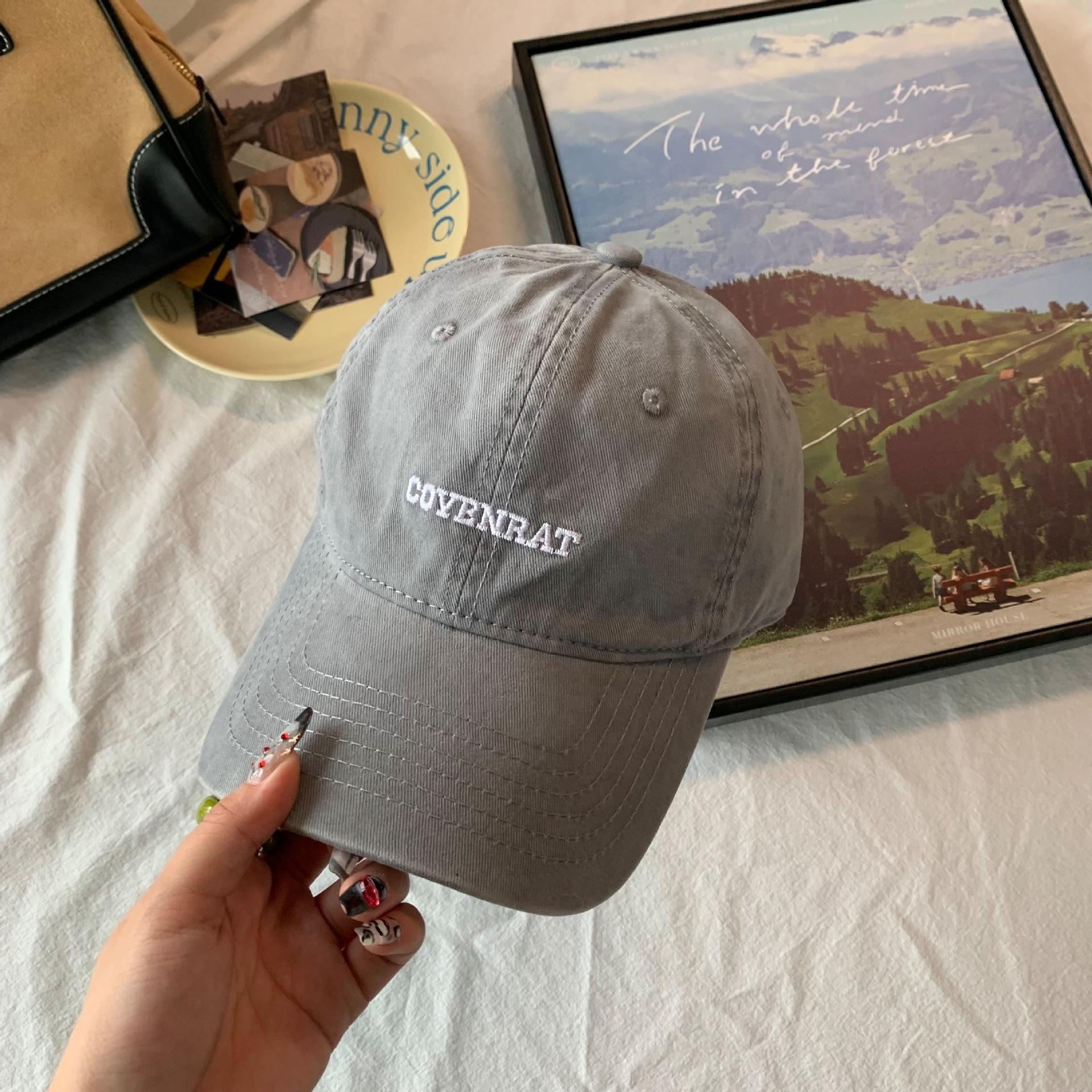 

Stylish Embroidered Retro Cap Made From Soft Washed Fabric Perfect For Spring Vintage Gray