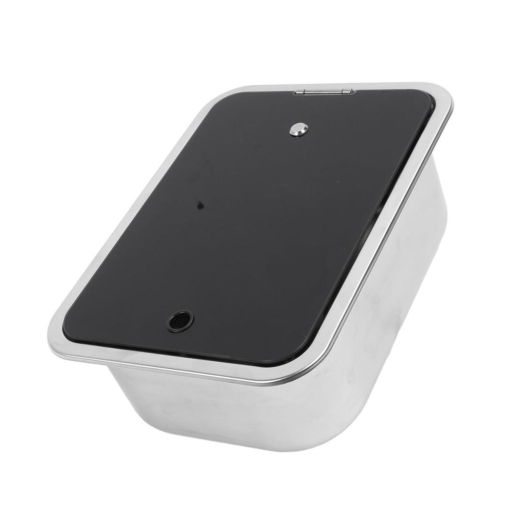 RV Single Bowl Bar Sink 15 X 11 X 5.4in Square Stainless Steel with Tempered Glass Lid and 40mm Drain Hole for Caravan