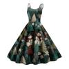 Women's Christmas Print Casual Fashion Round Neck Mid-Length Dress