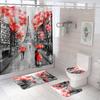 Paris Eiffel Tower Shower Curtain Set With Rugs Waterproof Curtain Bathing Screen Anti-Slip Toilet Lid Cover Rugs Bathroom Decor