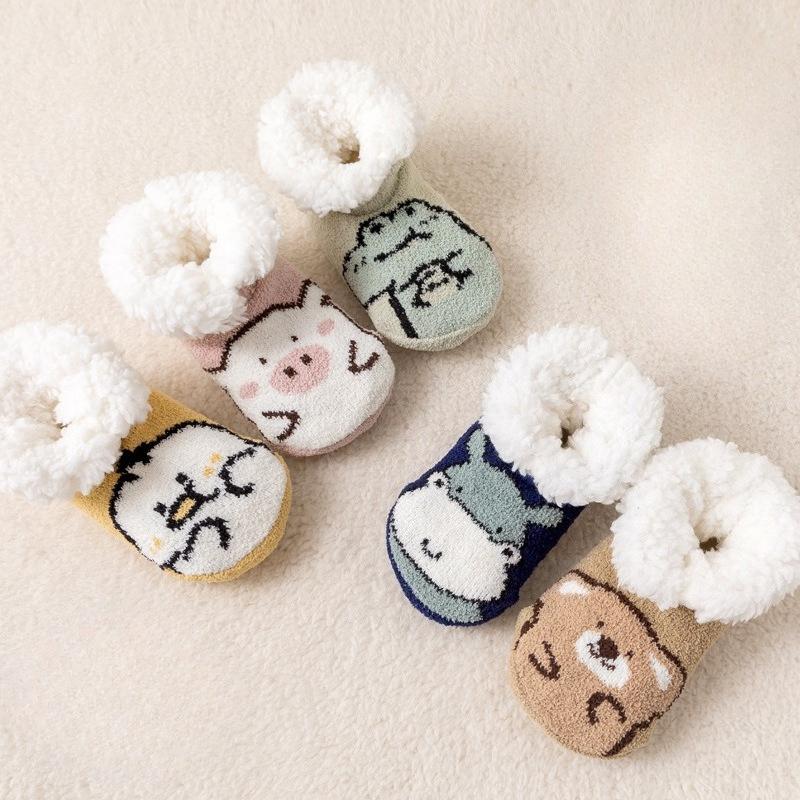 Non-Slip Baby Sock Winter Thermal House Slippers Warm Plush Indoor Floor Crib Shoes for Toddler Infant Boy Girl Learning To Walk
