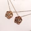 Collana in oro rosa 18k da donna con diamanti, ciondolo a forma di rosa, catena per clavicola Tanabata per San Valentino
