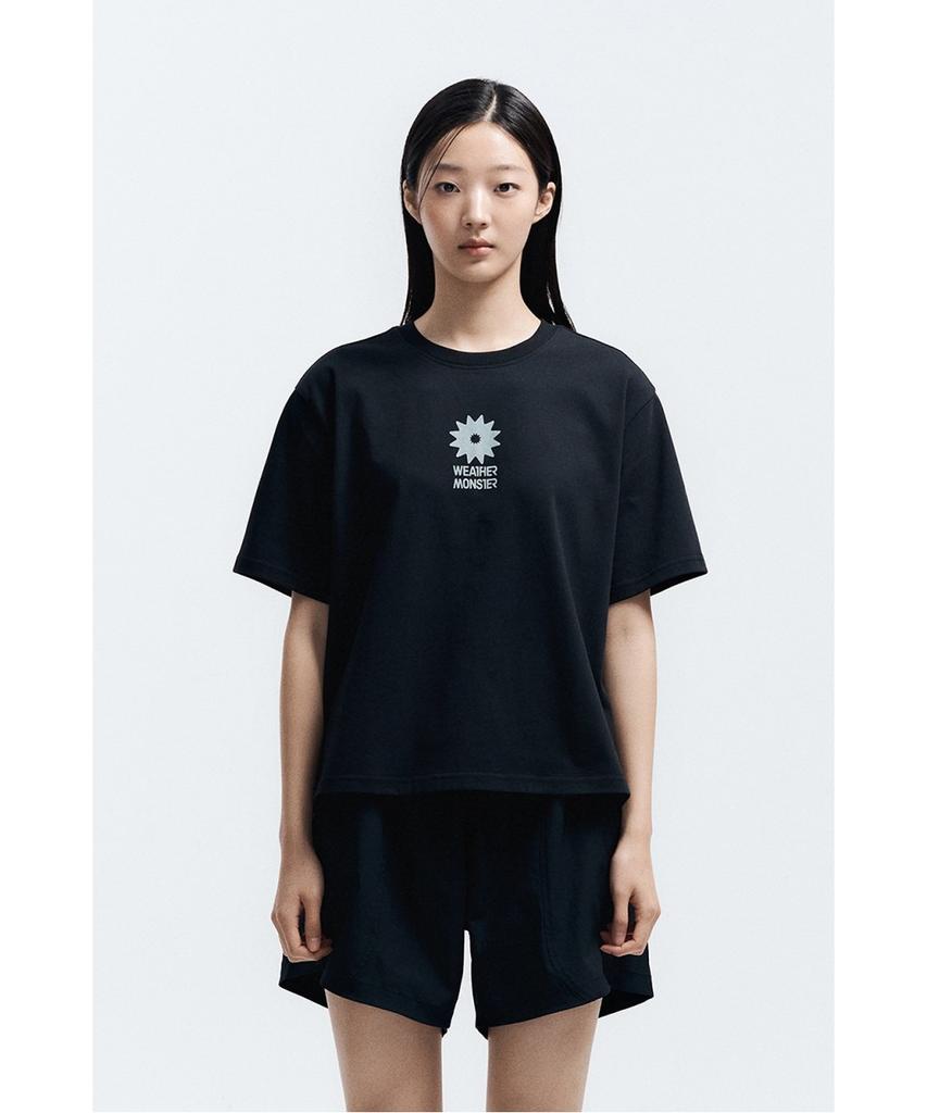 Koolongseupocheu Wm Women'S Crop Print Short Sleeve T-Shirt 8Htcm26204Blk