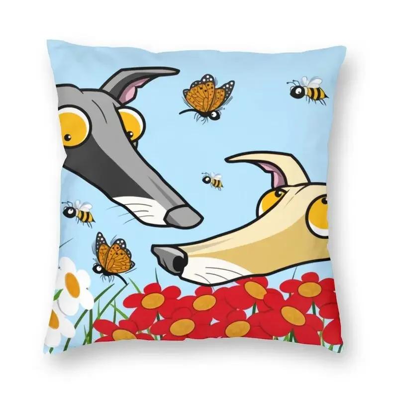 Whippet Sihthound Dog Cushion Cover 40x40cm Home Decor Printing Greyhound Christmas Tree Throw Pillow Case for Car Two Side