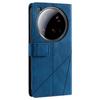 For Xiaomi 15 Ultra Case Imprinted Lines PU Leather Splicing Wallet Phone Cover with Wrist Strap