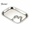 Smooth Edge Divided Lunch Plate 304 Stainless Steel Kids Dinner Plate, Tray with Dip Metal for Children Sauce Dish Dumplings Sushi, Creative