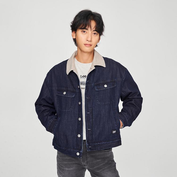 Comfortable Casual Long Sleeve Denim Jacket Men jackets Dark-Blue LMT0090185PN00FA06876