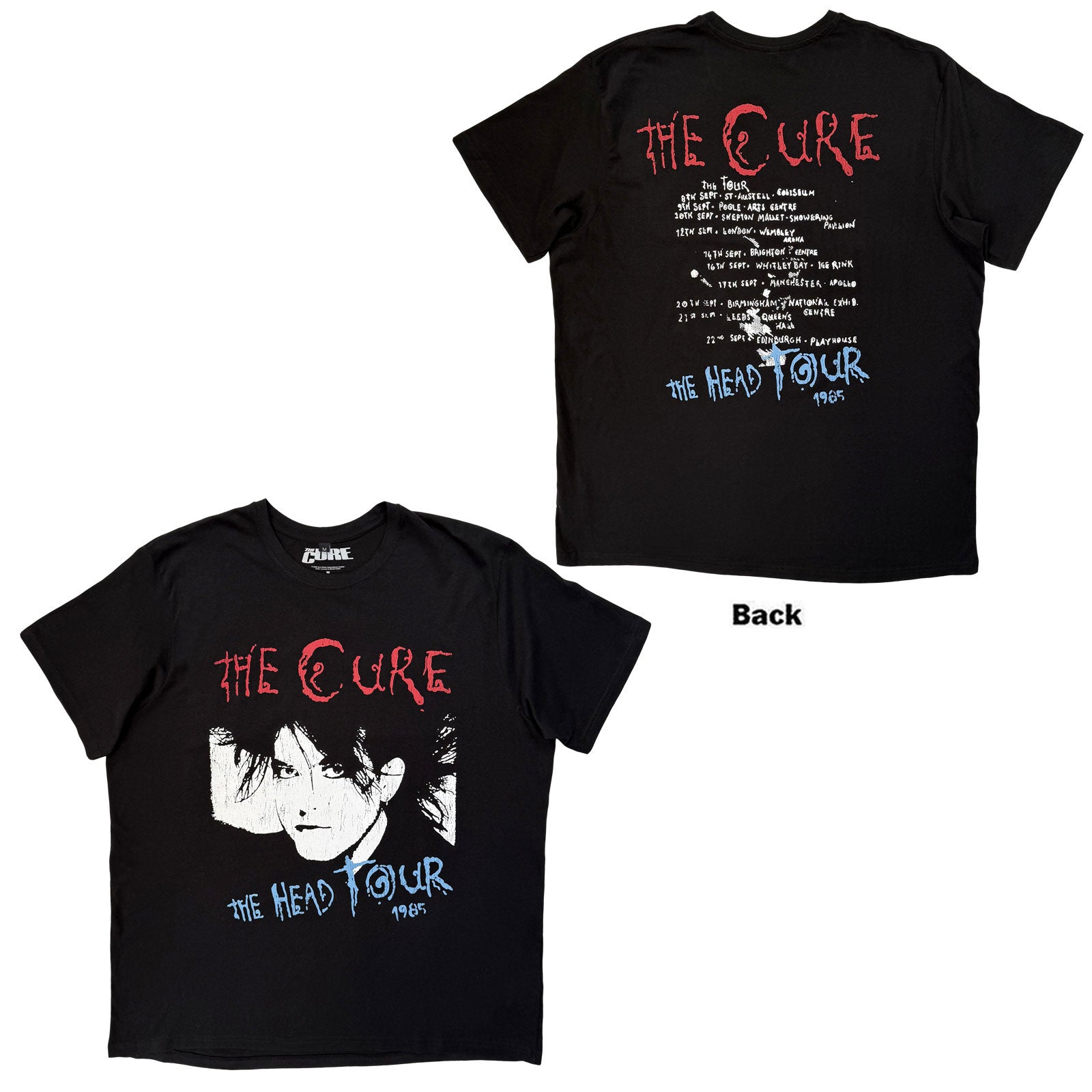 The Cure Premium Carbon TShirt The Head Tour 85 Black Back Print OFFICIA S